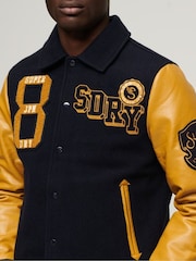 Superdry Black Collared Patched Bomber Jacket - Image 4 of 6