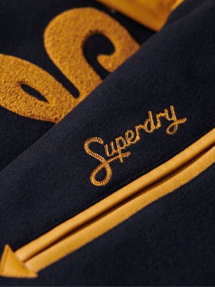Superdry Black Collared Patched Bomber Jacket - Image 6 of 6
