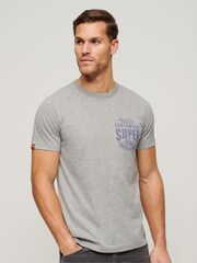 Superdry Grey Copper Label Chest 100% Cotton Graphic T-Shirt - Image 1 of 5