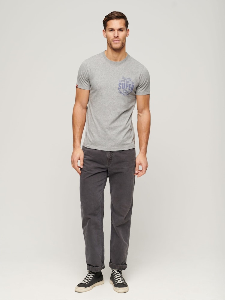 Superdry Grey Copper Label Chest 100% Cotton Graphic T-Shirt - Image 2 of 5