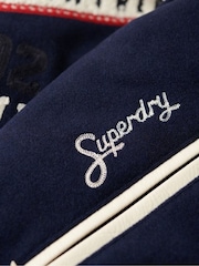 Superdry Blue/White College Varsity Patched Bomber Jacket - Image 5 of 6