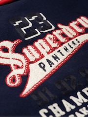 Superdry Blue/White College Varsity Patched Bomber Jacket - Image 6 of 6