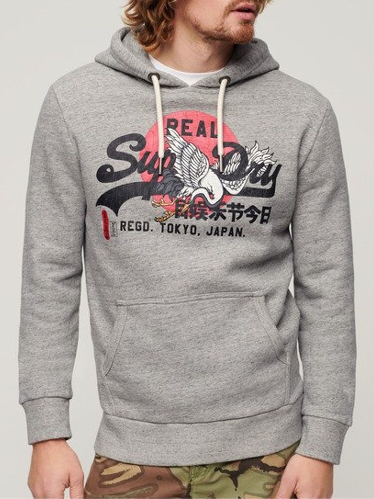 Superdry Grey Tokyo Vintage Logo Hoodie - Image 4 of 6