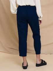 Threadbare Blue Regular Fit Linen Blend Tapered Trousers - Image 2 of 4