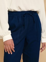 Threadbare Blue Regular Fit Linen Blend Tapered Trousers - Image 4 of 4