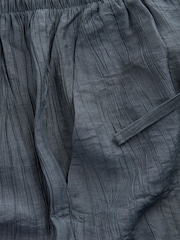 Navy Textured Pull On Wide Leg Trousers - Image 6 of 6
