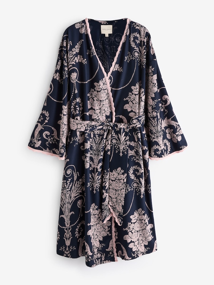 Laura Ashley Navy/Pink Josette Dressing Gown - Image 7 of 7 Laura Ashley Navy/Pink Josette Dressing Gown - Image 7 of 7