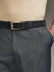 Black Reversible Printed Leather Belt - Image 1 of 7