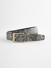 Black Reversible Printed Leather Belt - Image 4 of 7