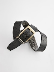 Black Reversible Printed Leather Belt - Image 5 of 7