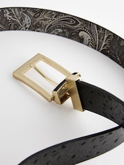 Black Reversible Printed Leather Belt - Image 6 of 7