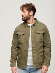 Superdry Green Military M65 Embroidered 100% Cotton Lightweight Jacket - Image 1 of 7