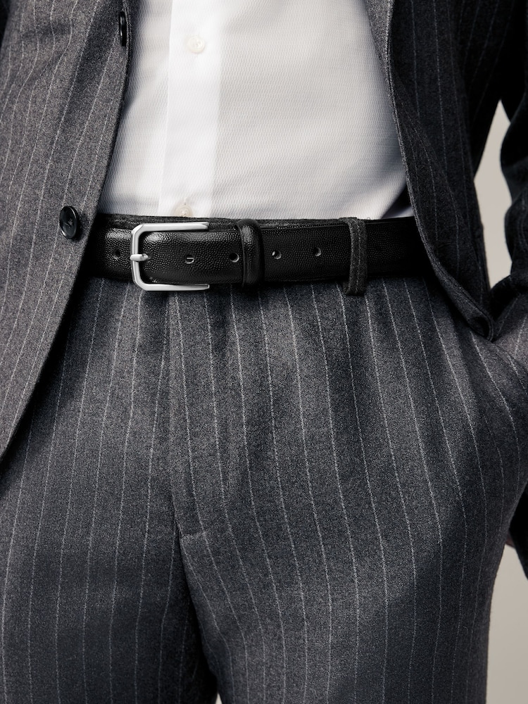 Black Pebble Texture Leather Belt - Image 1 of 4