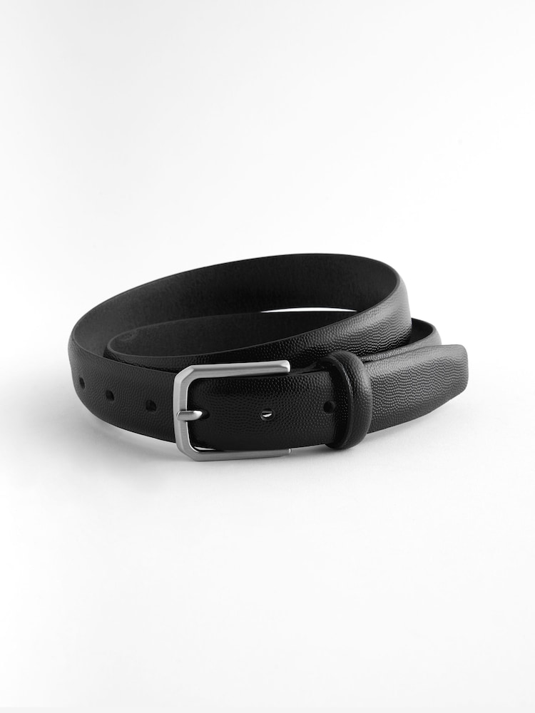 Black Pebble Texture Leather Belt - Image 2 of 4 Black Pebble Texture Leather Belt - Image 2 of 4