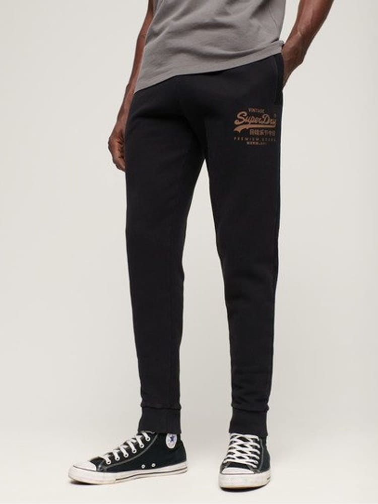 Superdry Black Classic Vintage Logo Heritage Joggers - Image 1 of 6