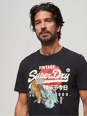 Superdry Black 100% Cotton Tokyo Graphic T-Shirt - Image 3 of 5