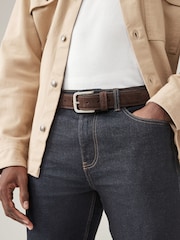 Brown Stitch Detail Suede Belt - Image 1 of 3