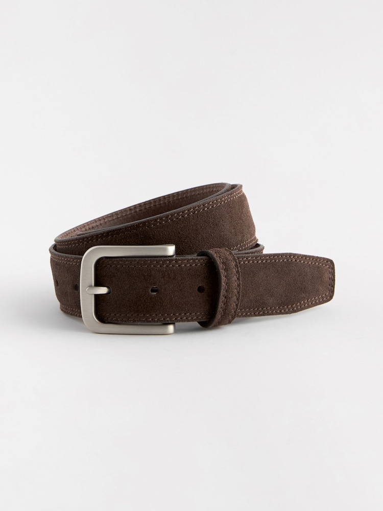Brown Stitch Detail Suede Belt - Image 2 of 3