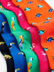 Blue/Orange Fun Pattern Socks 5 Pack - Image 7 of 7