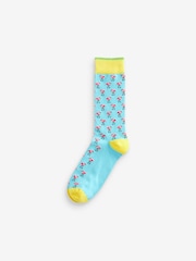 Blue/Green Fun Pattern Socks 5 Pack - Image 2 of 7