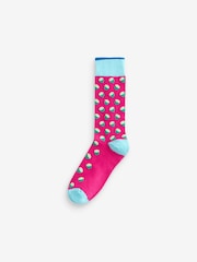 Blue/Green Fun Pattern Socks 5 Pack - Image 6 of 7