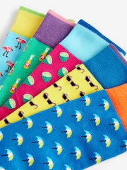 Blue/Green Fun Pattern Socks 5 Pack - Image 7 of 7