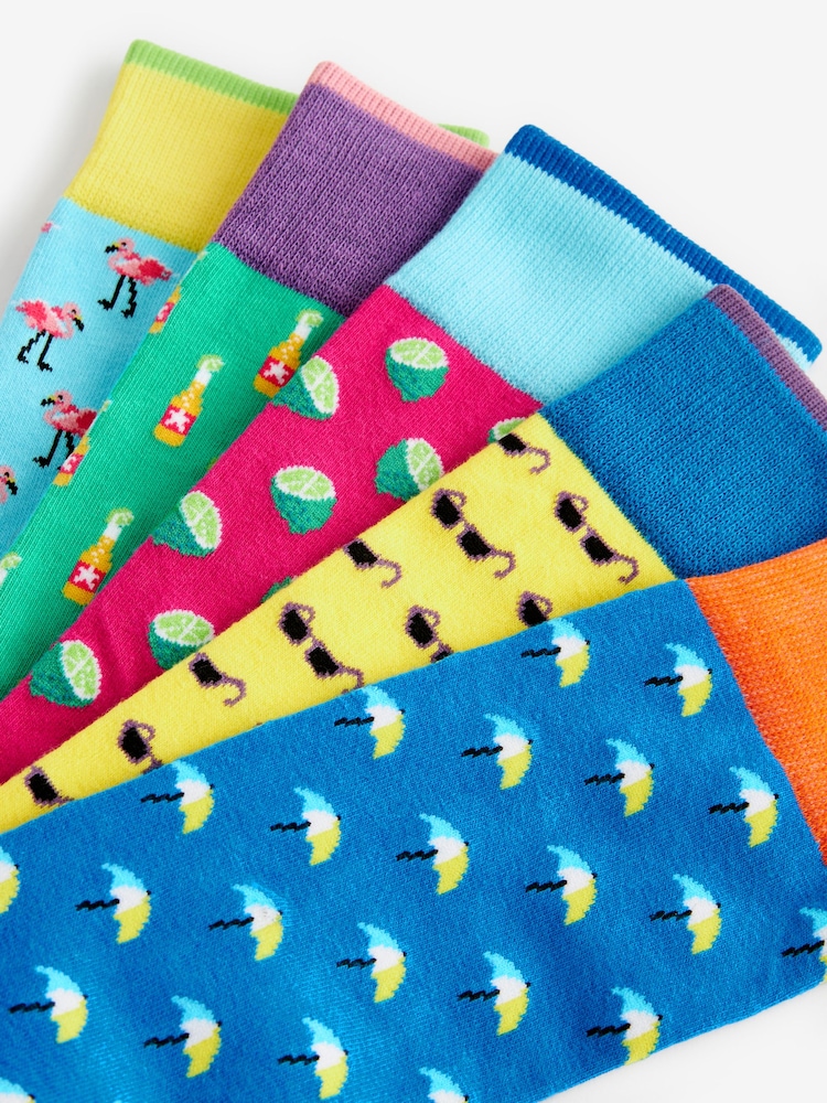 Blue/Green Fun Pattern Socks 5 Pack - Image 7 of 7