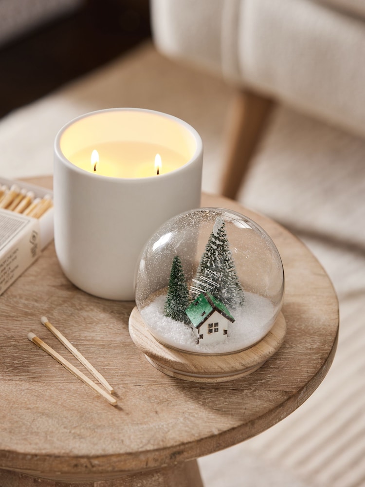 White Festive Spice Scented Christmas Decorative Candle - Image 1 of 1