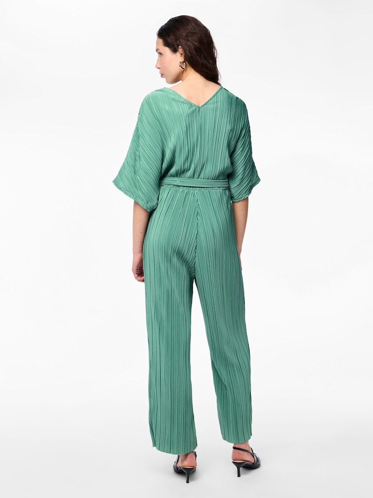 Y.A.S Green Plisse Belted Jumpsuit - Image 2 of 5