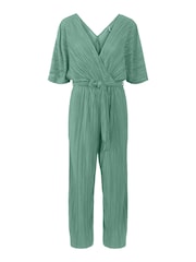 Y.A.S Green Plisse Belted Jumpsuit - Image 5 of 5
