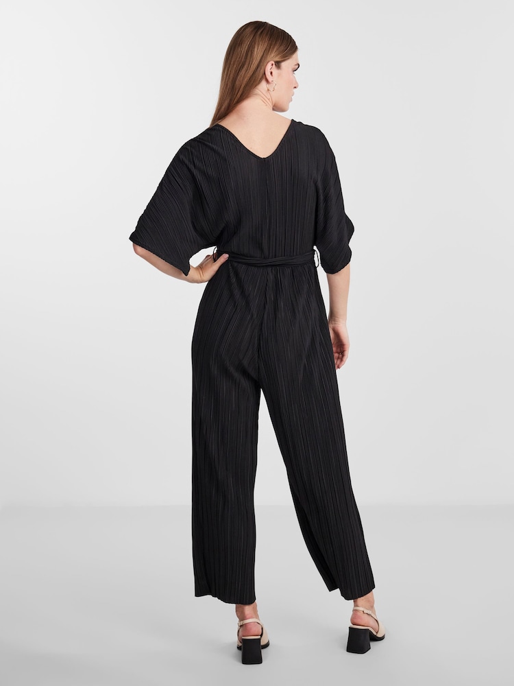 Y.A.S Black Plisse Belted Jumpsuit - Image 2 of 6