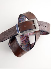 Brown Reversible Printed Leather Belt - Image 6 of 7