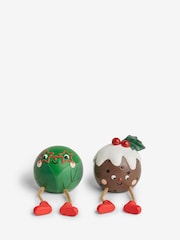 Set of 2 Multi Pudding and Sprout Christmas Ornaments - Image 3 of 5