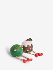 Set of 2 Multi Pudding and Sprout Christmas Ornaments - Image 4 of 5