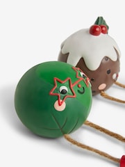 Set of 2 Multi Pudding and Sprout Christmas Ornaments - Image 5 of 5