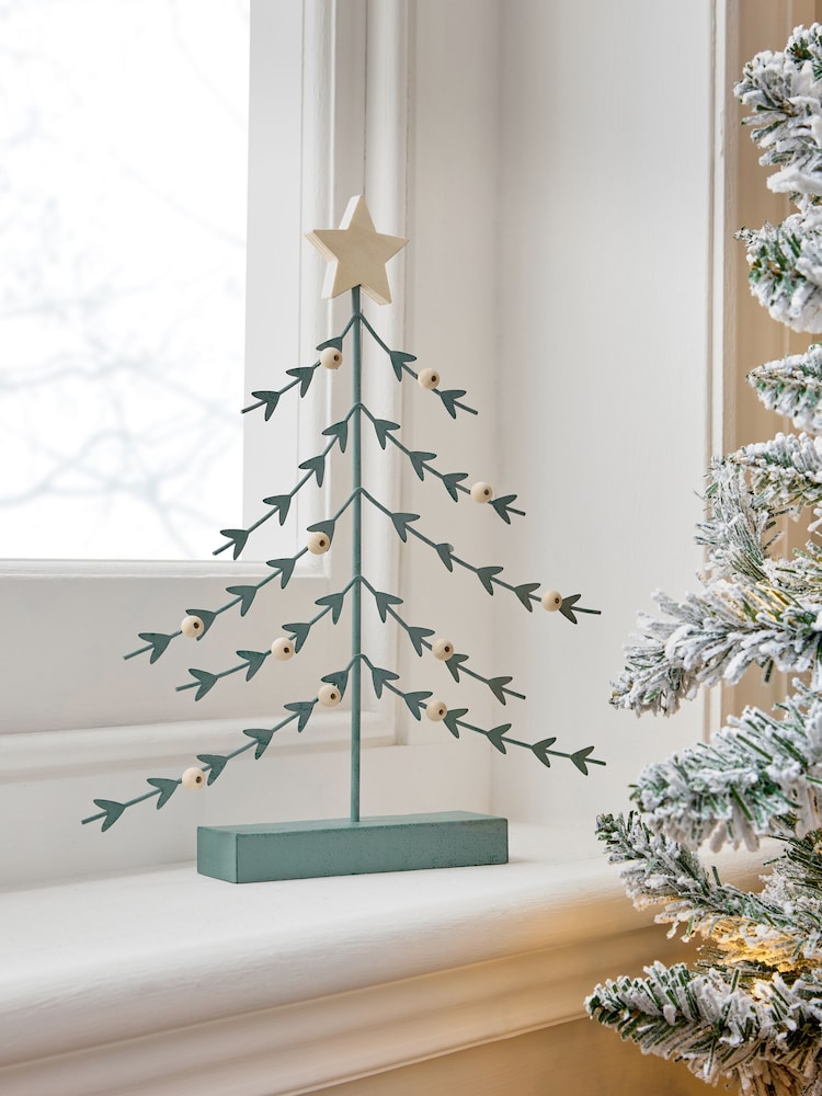 Teal Blue Metal Christmas Tree Ornament - Image 1 of 5