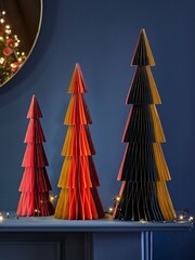 Set of 3 Multi Bright Paper Christmas Trees - Image 1 of 6