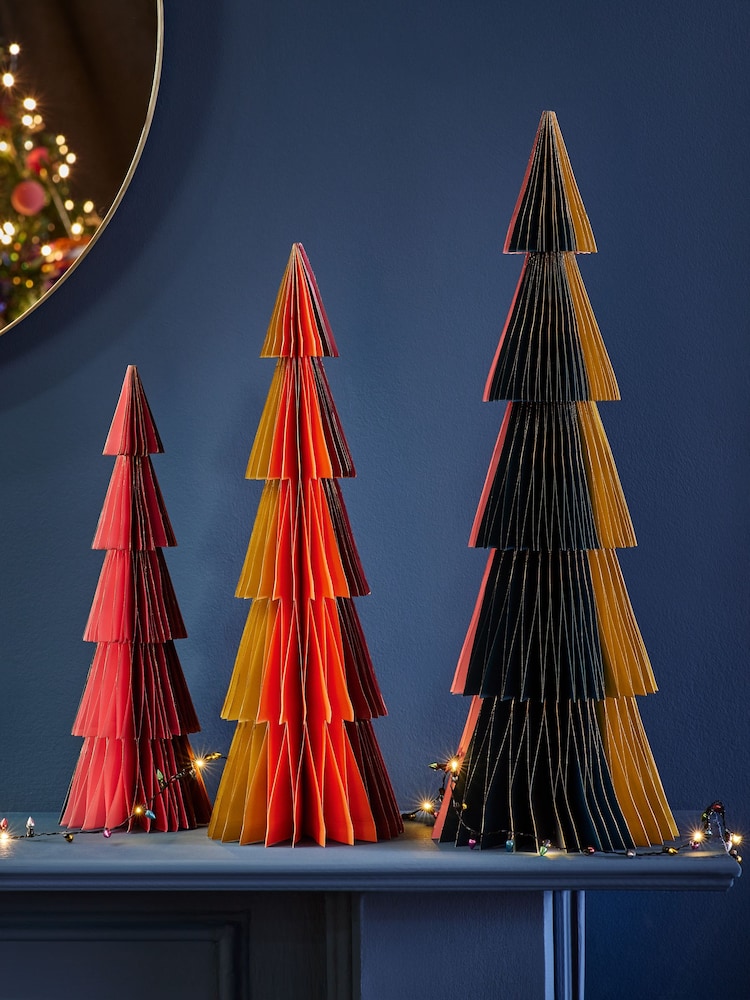 Set of 3 Multi Bright Paper Christmas Trees - Image 1 of 6