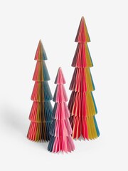 Set of 3 Multi Bright Paper Christmas Trees - Image 3 of 6