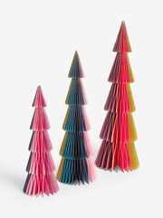 Set of 3 Multi Bright Paper Christmas Trees - Image 4 of 6