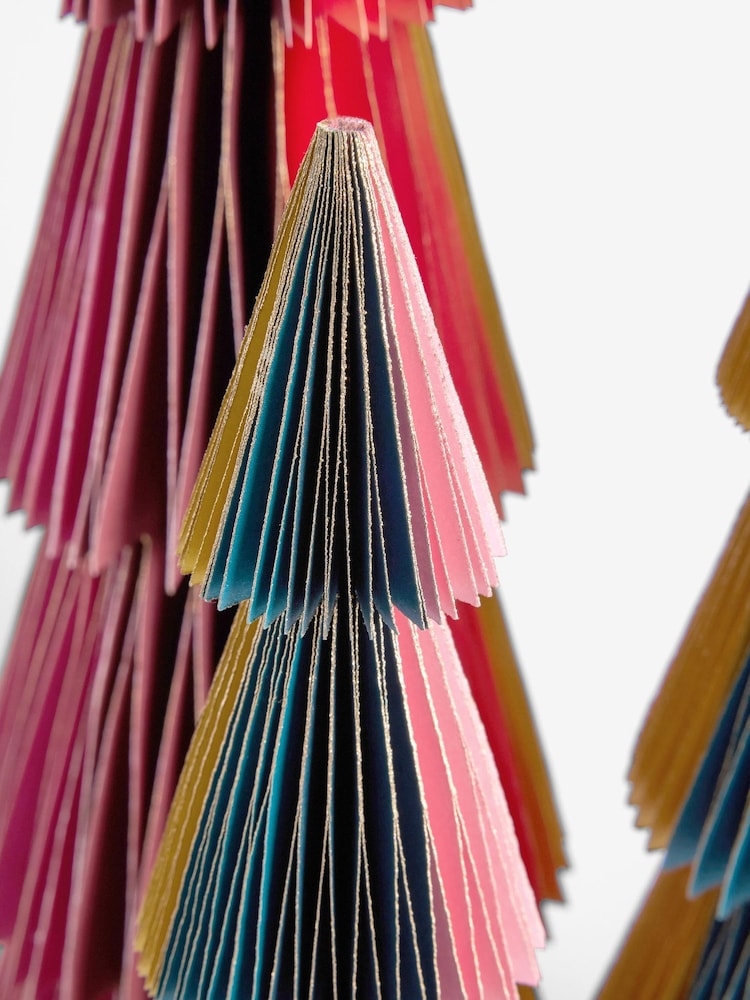 Set of 3 Multi Bright Paper Christmas Trees - Image 6 of 6