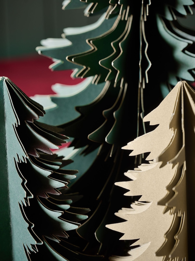 Set of 3 Green Paper Christmas Trees - Image 2 of 5