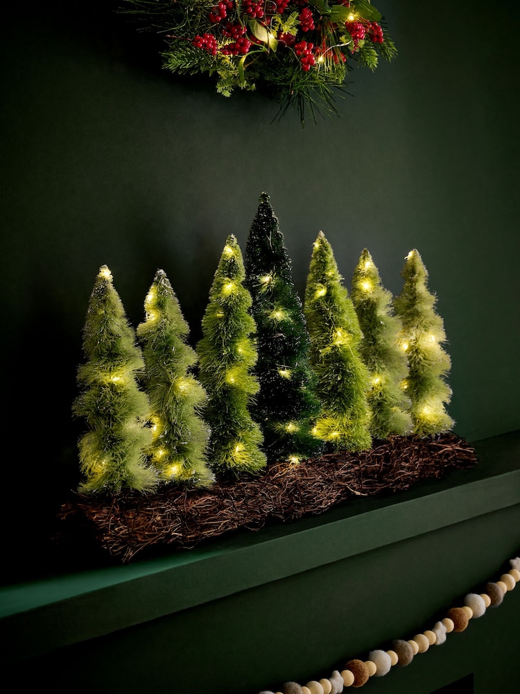Green Light Up Bristle Christmas Tree Decoration - Image 1 of 4