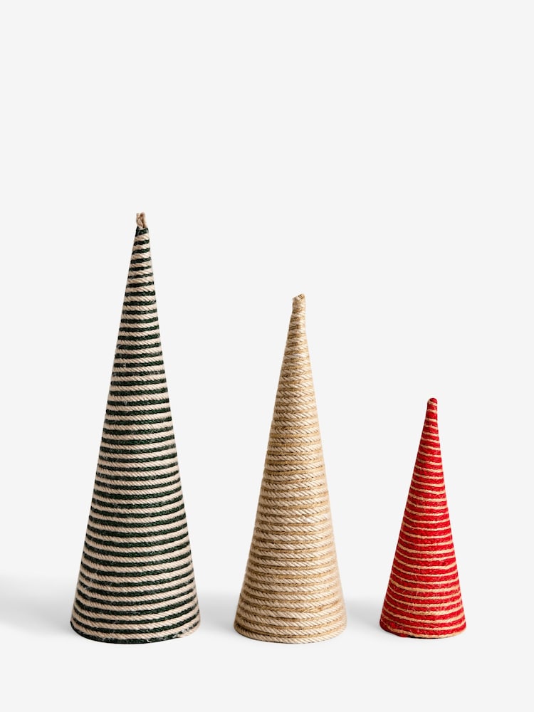 Set of 3 Navy Jute Cone Christmas Trees - Image 2 of 4
