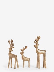 Set of 3 Gold Christmas Stags - Image 4 of 6