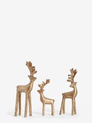 Set of 3 Gold Christmas Stags - Image 5 of 6