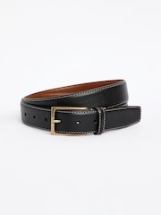 Black Signature Contrast Stitch Leather Belt - Image 1 of 1