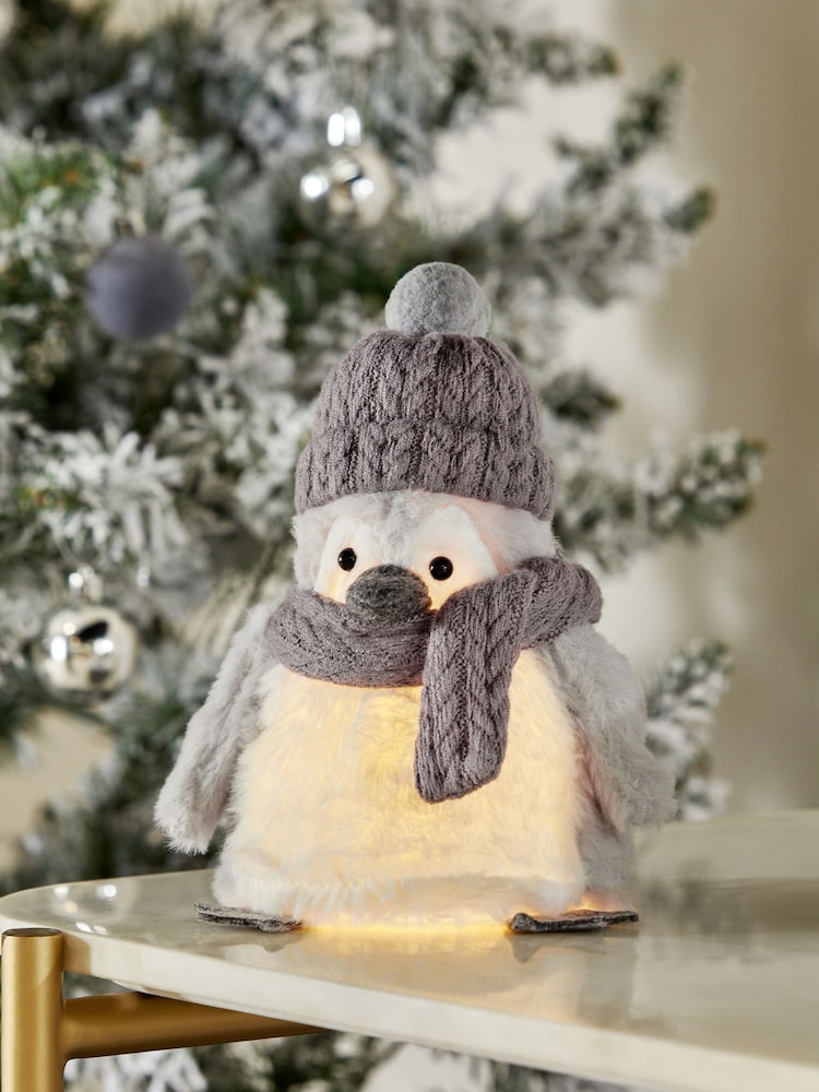 Grey Light-Up Penguin Christmas Ornament - Image 1 of 4