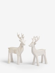 Set of 2 White Stag Ornaments - Image 4 of 7