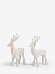 Set of 2 White Stag Ornaments - Image 5 of 7